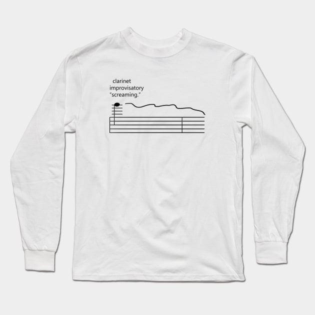 Orchestra Musical Meme Sheet Music Notation Clarinet Improvisatory Screaming Long Sleeve T-Shirt by yellowpomelo